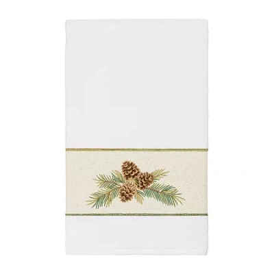 Linum Home Textiles Pierre Embellished Embellished Floral Bath Towel In White