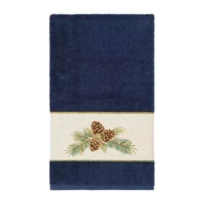 Linum Home Textiles Pierre Embellished Embellished Floral Bath Towel In Blue