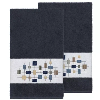 Linum Home Textiles Khloe 2-pc. Embellished Geometric Bath Towel In Blue