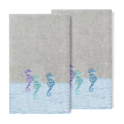 Linum Home Textiles Sofia 2-pc. Embellished Animal Bath Towel In Gray