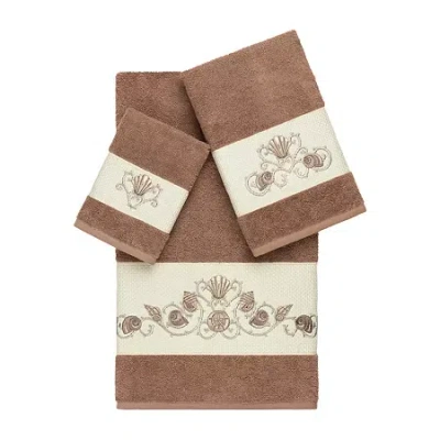 Linum Home Textiles Bella Embellished 3-pc. Bath Towel Set In Brown