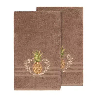 Linum Home Textiles Welcome Embellished 2-pc. Embellished Bath Towel In Brown