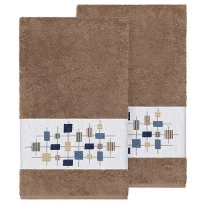 Linum Home Textiles Khloe 2-pc. Embellished Geometric Bath Towel In Brown