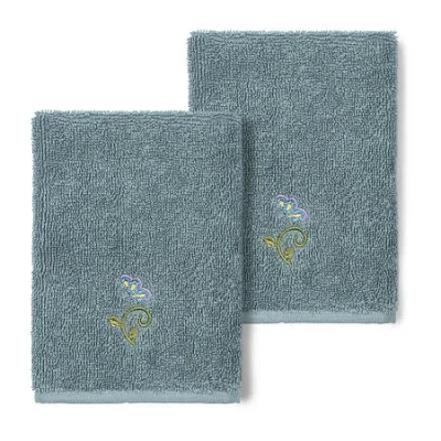Linum Home Textiles Rebecca 2-pc. Embellished Washcloth In Blue