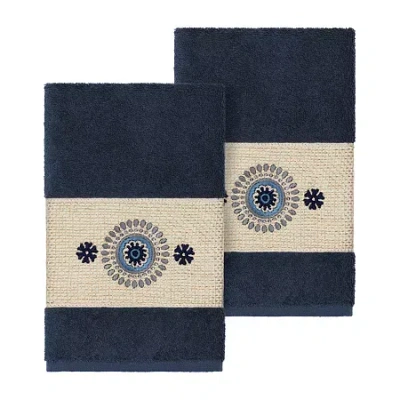 Linum Home Textiles Isabelle 2-pc. Embellished Hand Towel In Blue