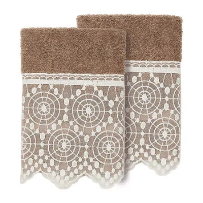 Linum Home Textiles Arian 2-pc. Embellished Washcloth In Brown