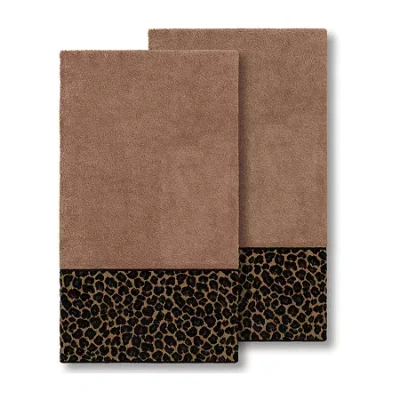Linum Home Textiles Spots 2-pc. Embellished Cheetah Bath Towel In Brown