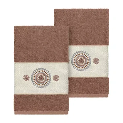 Linum Home Textiles Isabelle 2-pc. Embellished Hand Towel In Brown