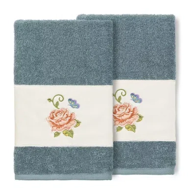 Linum Home Textiles Rebecca 2-pc. Embellished Hand Towel In Blue