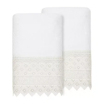 Linum Home Textiles Aiden 2-pc. Embellished Hand Towel In White