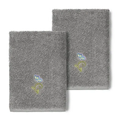 Linum Home Textiles Rebecca 2-pc. Embellished Washcloth In Gray