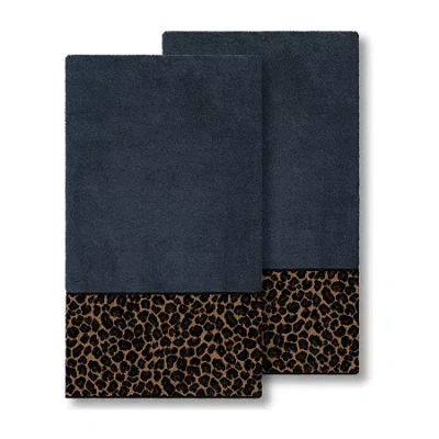 Linum Home Textiles Spots 2-pc. Embellished Cheetah Bath Towel In Blue