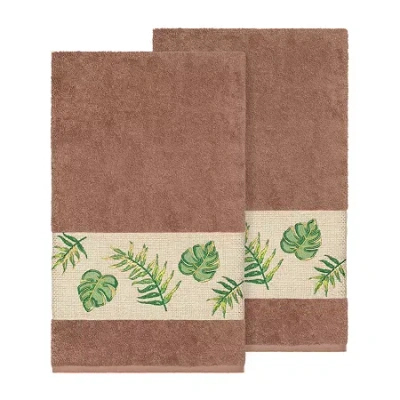 Linum Home Textiles Zoe Embellished 2-pc. Embellished Floral Bath Towel In Brown