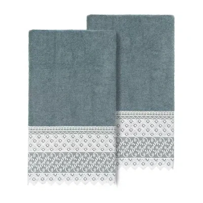 Linum Home Textiles Aiden Embellished 2-pc. Embellished Bath Towel In Blue