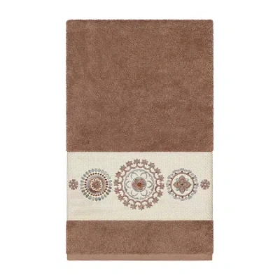 Linum Home Textiles Isabelle Embellished Embellished Geometric Bath Towel In Brown
