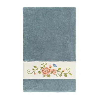 Linum Home Textiles Rebecca Embellished Embellished Floral Bath Towel In Blue