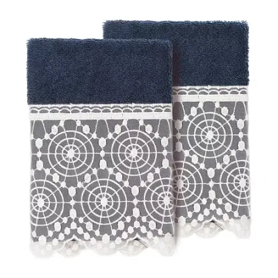 Linum Home Textiles Arian 2-pc. Embellished Washcloth In Blue