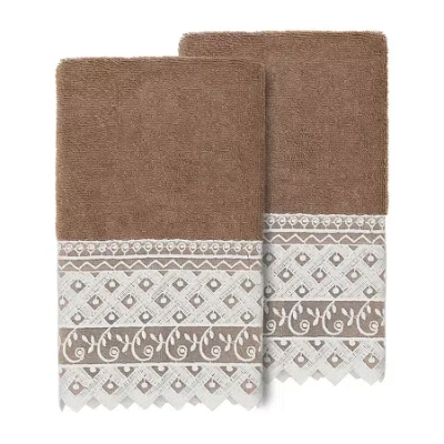 Linum Home Textiles Aiden 2-pc. Embellished Hand Towel In Brown