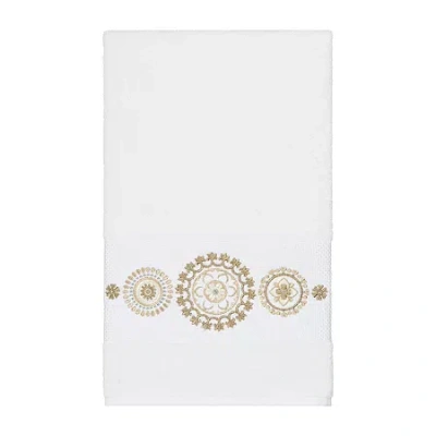 Linum Home Textiles Isabelle Embellished Embellished Geometric Bath Towel In White