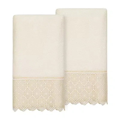 Linum Home Textiles Arian Embellished 2-pc. Embellished Bath Towel In White