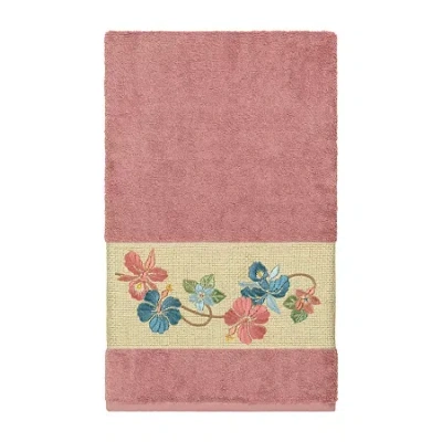 Linum Home Textiles Caroline Embellished Floral Bath Towel In Pink