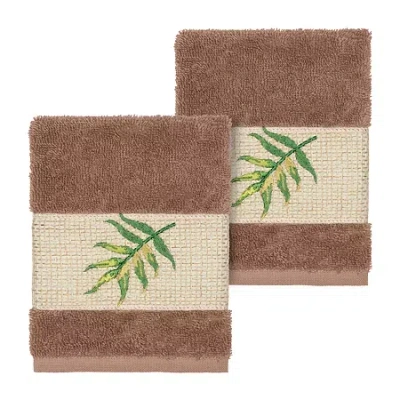 Linum Home Textiles Zoe 2-pc. Embellished Washcloth In Brown