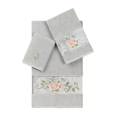Linum Home Textiles Rebecca Embellished 3-pc. Bath Towel Set In Gray