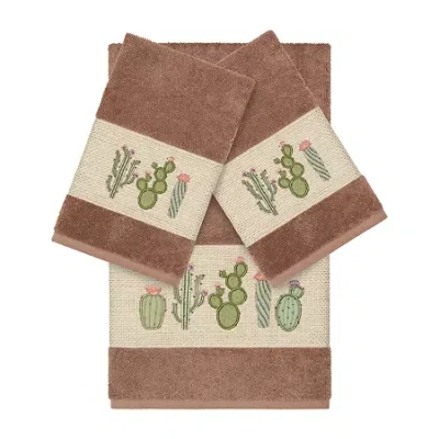 Linum Home Textiles Mila Embellished 3-pc. Bath Towel Set In Brown