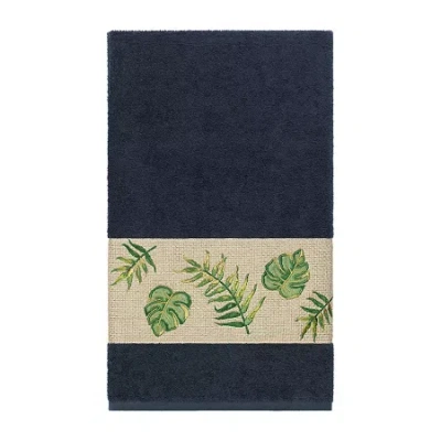 Linum Home Textiles Zoe Embellished Embellished Floral Bath Towel In Blue
