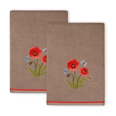Linum Home Textiles Polly 2-pc. Embellished Floral Bath Towel In Brown