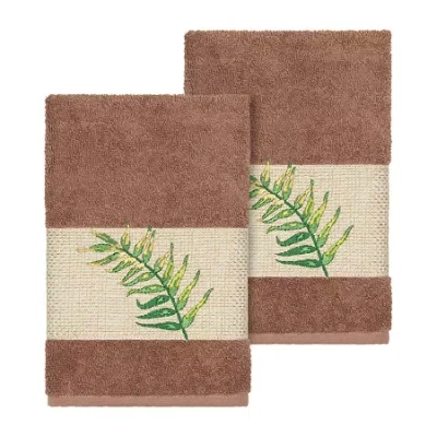 Linum Home Textiles Zoe Embellished 2-pc. Embellished Hand Towel In Brown