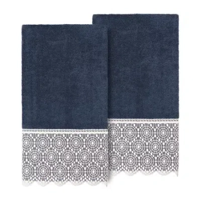 Linum Home Textiles Arian Embellished 2-pc. Embellished Bath Towel In Blue
