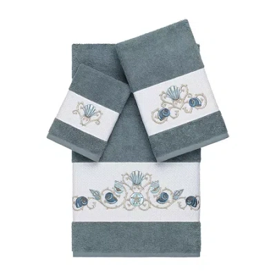 Linum Home Textiles Bella Embellished 3-pc. Bath Towel Set In Blue
