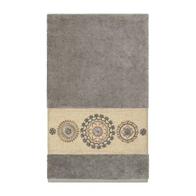 Linum Home Textiles Isabelle Embellished Embellished Geometric Bath Towel In Gray