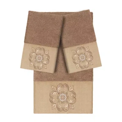 Linum Home Textiles Alyssa Embellished 3-pc. Bath Towel Set In Brown