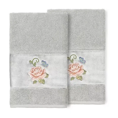 Linum Home Textiles Rebecca 2-pc. Embellished Hand Towel In Gray