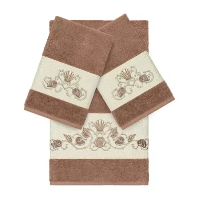 Linum Home Textiles Bella Embellished 3-pc. Bath Towel Set In Brown