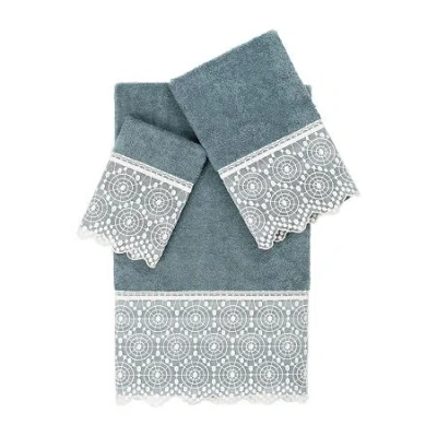 Linum Home Textiles Arian Embellished 3-pc. Bath Towel Set In Blue