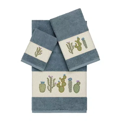 Linum Home Textiles Mila Embellished 3-pc. Bath Towel Set In Blue