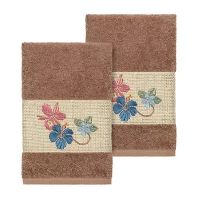 Linum Home Textiles Caroline 2-pc. Embellished Hand Towel In Brown