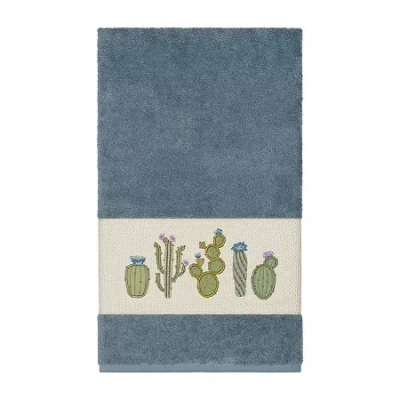 Linum Home Textiles Mila Embellished Embellished Floral Bath Towel In Blue