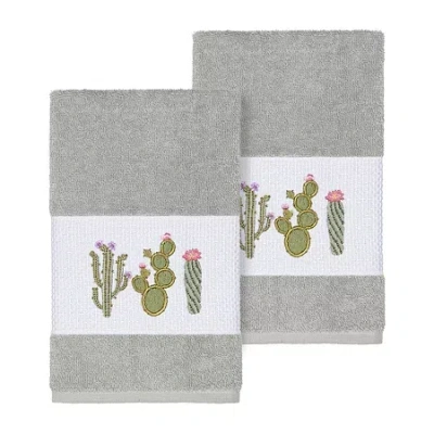 Linum Home Textiles Mila 2-pc. Embellished Hand Towel In Gray