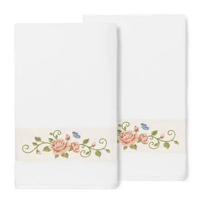 Linum Home Textiles Rebecca 2-pc. Embellished Floral Bath Towel In White
