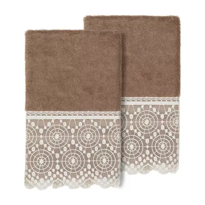 Linum Home Textiles Arian Embellished 2-pc. Embellished Hand Towel In Brown