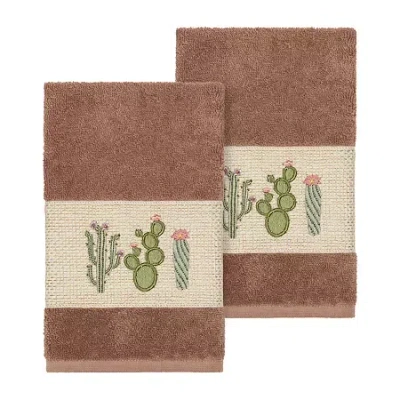 Linum Home Textiles Mila 2-pc. Embellished Hand Towel In Brown