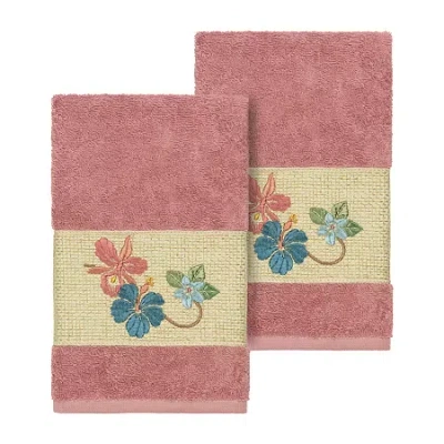 Linum Home Textiles Caroline 2-pc. Embellished Hand Towel In Pink
