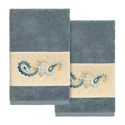 Linum Home Textiles Mackenzie 2-pc. Embellished Hand Towel In Blue