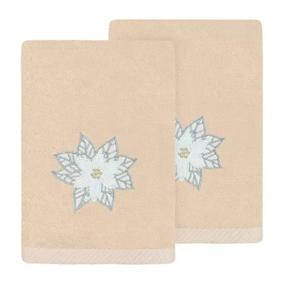 Linum Home Textiles Christmas Blossom Embroidered 2-pc. Hand Towel In Sand