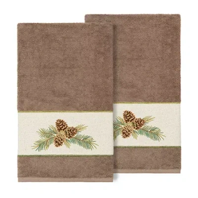 Linum Home Textiles Pierre Embellished 2-pc. Embellished Floral Bath Towel In Brown