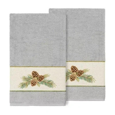 Linum Home Textiles Pierre Embellished 2-pc. Embellished Floral Bath Towel In Gray